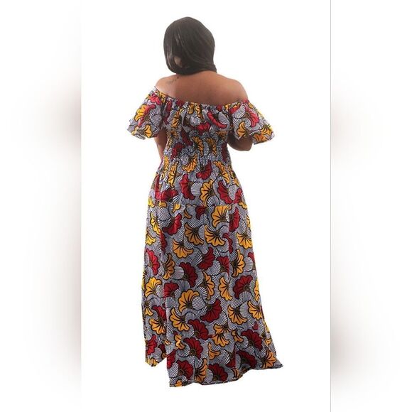 African Flower Print Maxi Dress- Made in Ghana - Picture 4 of 4